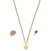 CHOKER IN 18K YELLOW GOLD, TIFFANY & CO., TWO RINGS WITH DIAMONDS AND SIMULANTS IN 10K YELLOW GOLD AND PLATINUM | GARGANTILLA EN ORO AMARILLO DE 18K D