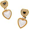 PAIR OF EARRINGS WITH HALF PEARLS, SAPPHIRES AND DIAMONDS IN 18K YELLOW GOLD Heart-shaped half pearls. Weight: 26.8 g | PAR DE ARETES CON MEDIAS PERLA