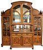 Monumental Art Nouveau Marquetry Display Cabinet or Sideboard, Antique
