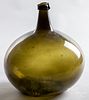 Olive glass demijohn bottle, 19th c.