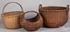 Three Pennsylvania gathering baskets, 19th c.