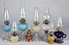 Seven Victorian oil lamps, 19th c.