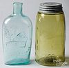 Baltimore Glass Works aquamarine flask