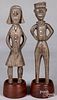 Pair of carved man and woman figures, 19th c.