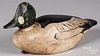 Carved and painted golden eye duck decoy