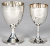 Two English silver chalices, 19th c.