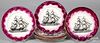 Eight Grays Pottery Sunderland lustre ship plates