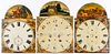 Three English painted metal tall clock faces