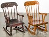 Two child's rocking chairs.