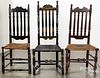 Three New England banisterback chairs, 18th c.