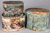 Three wallpaper hatboxes, 19th c.