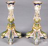 Pair of faience candlesticks, 19th c.