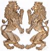Pair of gilt metal rampant lion plaques