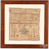 Silk on linen sampler, dated 1836