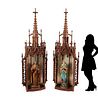 Pair of Monumental 19th C. Gothic Polychrome Decorated