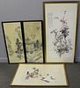 Lot of 4 Vintage Framed Asian Watercolors.