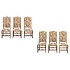 LOTE DE 6 SILLAS. FRANCIA, SXX. Elaboradas en madera con tapicería tipo gobelino. Respaldos semiabiertos y asientos en textil.