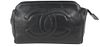CHANEL BLACK LAMBSKIN TIMELESS CC LOGO COSMETIC POUCH MAKE UP TOILETRY