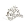 A 14K WHITE GOLD AND DIAMOND BROOCH, LEAFY CLUSTER SWIRL, 20TH CENTURY, 