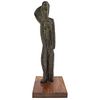 ALFREDO ZALCE, Cariátide, Firmada, Escultura en bronce en base de madera, 80.5 x 29 x 32 cm medidas totales con base