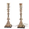 Pair of Continental silver plated candlesticks