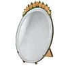 American oval vanity mirror w/polychrome roses