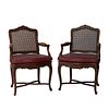 Pair of French Louis XV Style Open Armchairs