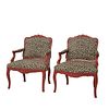Pair of painted Louis XV Style Open Armchairs