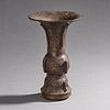 Chinese Gu Form Archaistic Bronze Temple Vase