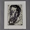 Anthony Quinn (1915-2001) Woodcut Self Portrait,