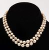 14K Sapphire & Pearl Double Strand Pearl Necklace