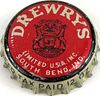 1948 Drewrys Beer, MI 12oz Tax Cork Backed Crown South Bend Indiana
