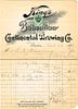 1898 Continental Brewing Co. Billhead Boston, Massachusetts