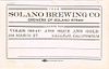 1904 Solano Brewing Co. Mailing Label Vallejo, California