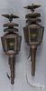 Pair of copper hanging lamps, 20th c., with eagle finials, 27'' h.