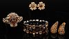 Leopard Bracelet, Crystal Bracelet & 2 Prs Earrings