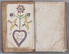 Ink and watercolor heart and tulip tree bookplate, inscribed Jacob Krebs 1836