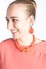 Faux Coral Necklace and Round Drop Clip Earrings