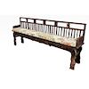 Antique Chinese Carved Bench w/ Cushion