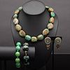 Stone Bead Necklace & 2 Bracelets with Clip Earrings