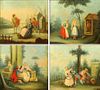 Lot of 4 Italian 19th Century oil on canvas paintings "Genre Scenes in the 18th Century style".