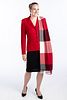 St. John Knit Red Jacket with Skirt, and Shawl