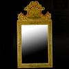 19/20th Century Italian carved, painted and parcel gilt Chinoiserie Style mirror. Unsigned. Age cracks, rubbing, surface losses. Measures 62-1/4" H x 