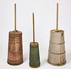 Three Painted Butter Churns