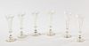 Six Early Clear Glass Champagne Flutes