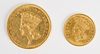 One and Three Dollar Indian Princess Gold Coins