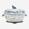 A Chinese Export Porcelain Famille Rose-Decorated 'Fisherman' Tureen and Cover Mid 18th century