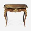 A Napoleon III Tortoiseshell and Brass Boulle Marquetry Fold-Over Top Games Table* circa 1870