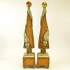 Pair of Early 20th Century Italian Carved Painted and Parcel Gilt Wood Obelisks. Unsigned. Minor rubbing, surface losses or in good condition. Measure