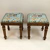 Pair of 18th Century Carved and Giltwood Tabourets. Unsigned. Surface losses, old repairs, antique condition, please examine carefully prior to biddin